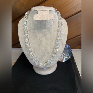 14KW Vintage white crystals necklace